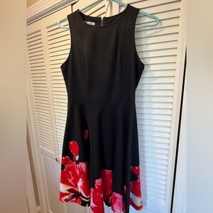 Maggy London Black Dress with Red Floral Accents